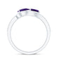 Vintage Inspired Amethyst 2 Stone Bypass Engagement Ring with Diamond