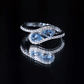 Genuine Aquamarine Two Stone Engagement Ring with Diamond