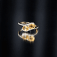 Pear Shape Citrine Two Stone Engagement Ring with Diamond