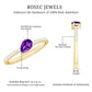 Anillo de compromiso de amatista natural de 1 quilate con forma de pera y diamante