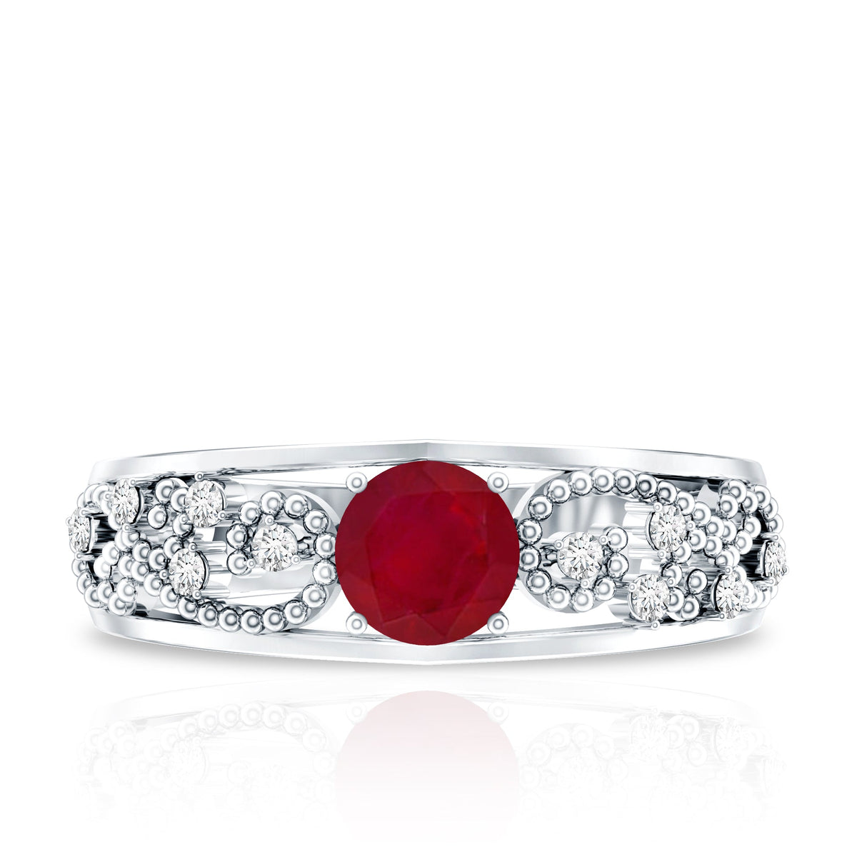 Natural 0.6 Carat Ruby Vintage Looking Engagement Ring with Diamond