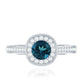 Vintage Looking London Blue Topaz Engagement Ring with Diamond Halo