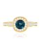 Vintage Looking London Blue Topaz Engagement Ring with Diamond Halo