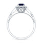 Round 0.9 Carat Blue Sapphire Antique Engagement Ring with Diamond Halo