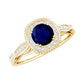 Round 0.9 Carat Blue Sapphire Antique Engagement Ring with Diamond Halo