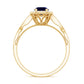 Round 0.9 Carat Blue Sapphire Antique Engagement Ring with Diamond Halo