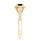 Round 0.9 Carat Blue Sapphire Antique Engagement Ring with Diamond Halo