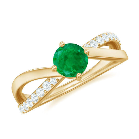 Anillo Promesa Infinito Esmeralda y Diamante Real
