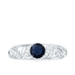 Certified 0.9 Carat Real Blue Sapphire and Diamond Vintage Looking Engagement Ring