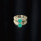 Vintage Looking Emerald and Diamond Engagement Ring for Women