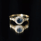 0.6 Carat London Blue Topaz Antique Engagement Ring with Diamond Halo
