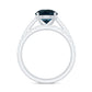 2 Carat Round London Blue Topaz Solitaire Rings Set with Moissanite Band