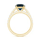 2 Carat Round London Blue Topaz Solitaire Rings Set with Moissanite Band