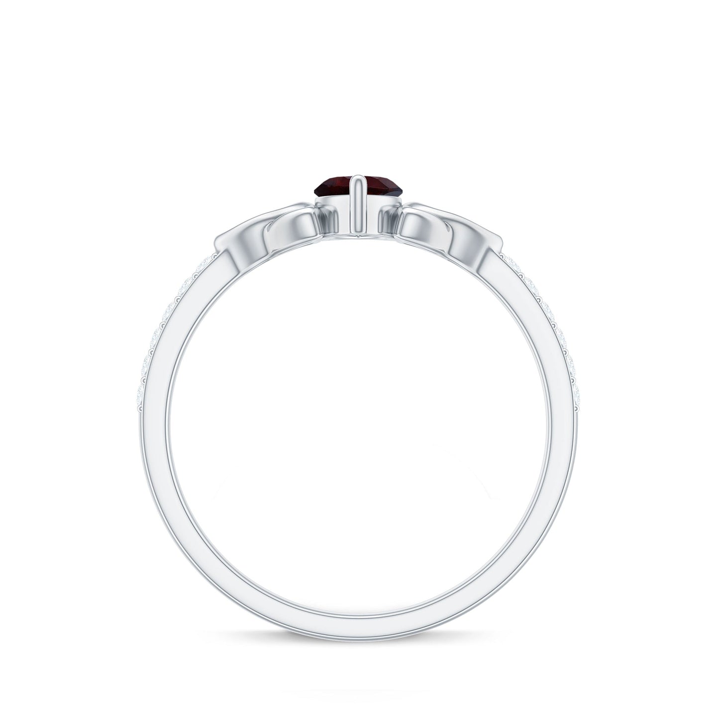 Anillo de compromiso de oro con granate auténtico, diamante marquesa y nudo celta