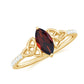 Anillo de compromiso de oro con granate auténtico, diamante marquesa y nudo celta