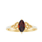 Anillo de compromiso de oro con granate auténtico, diamante marquesa y nudo celta