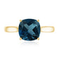 Solitaire Cushion Cut London Blue Topaz Cathedral Engagement Ring