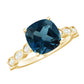 Cushion Cut London Blue Topaz Vintage Engagement Ring with Diamonds