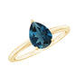 1 Carat Pear Shape London Blue Topaz Single Stone Engagement Ring