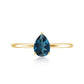 0.7 Carat Pear Shaped London Blue Topaz Solitaire Ring