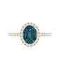 1 Carat Oval Cut London Blue Topaz Classic Engagement Ring with Diamond Halo
