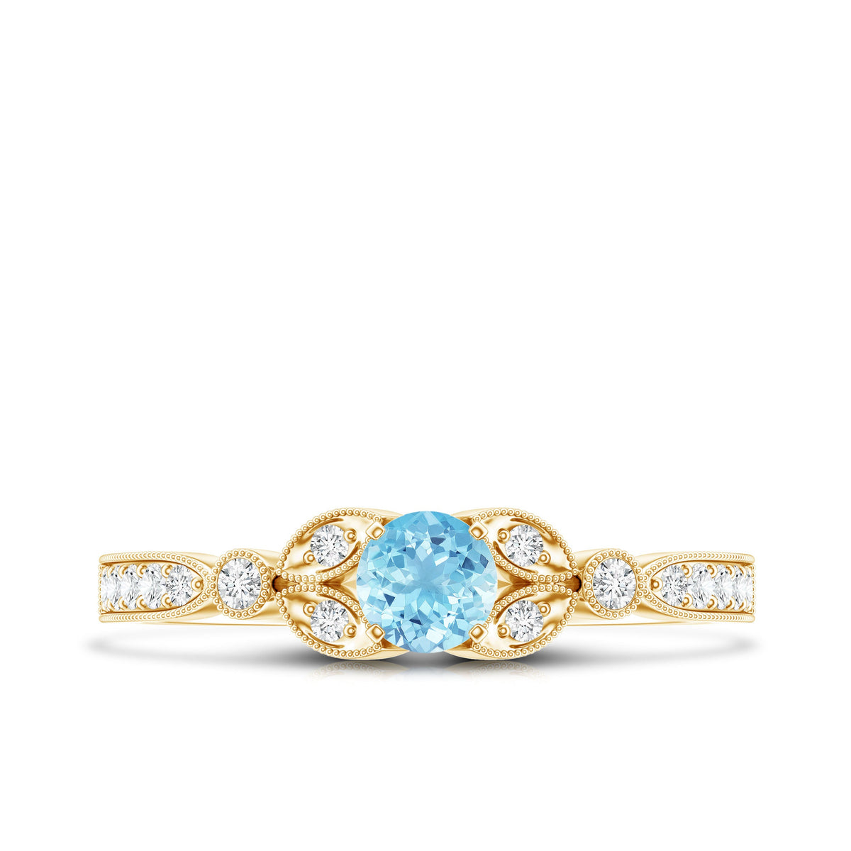 Natural Aquamarine Diamond Engagement Ring With Certificate