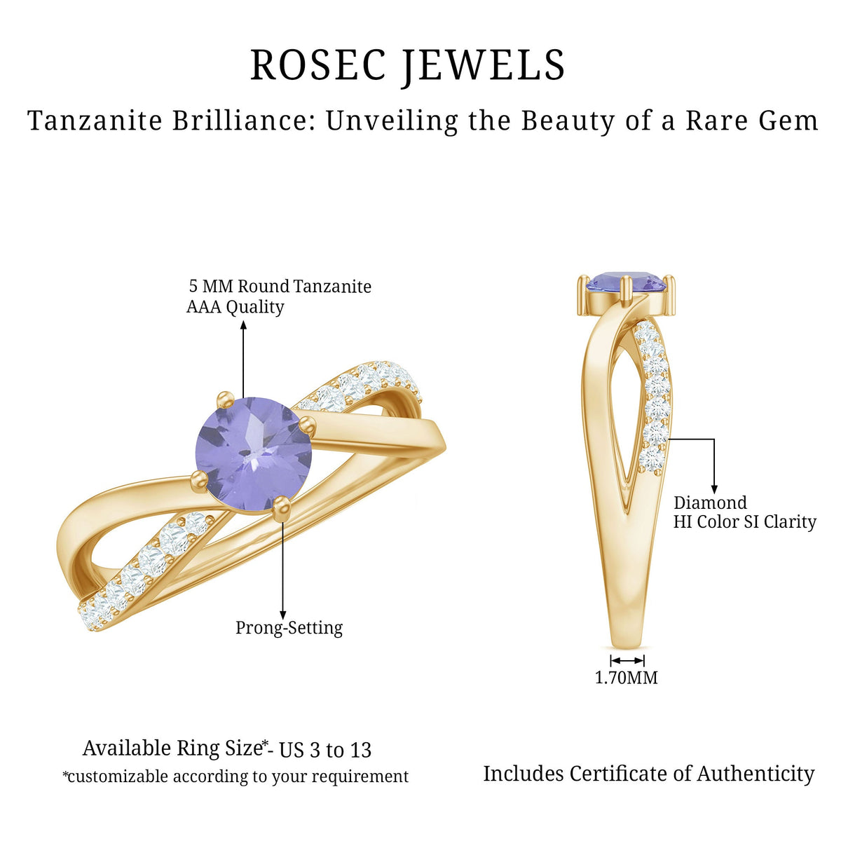 Certified Tanzanite Infinity Proposal Ring with Diamond