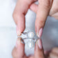 Real 7.4 Carat Freshwater Pearl Engagement Ring with Diamond Halo