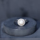 Real 7.4 Carat Freshwater Pearl Engagement Ring with Diamond Halo