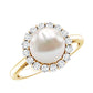 Real 7.4 Carat Freshwater Pearl Engagement Ring with Diamond Halo