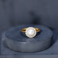 Real 7.4 Carat Freshwater Pearl Engagement Ring with Diamond Halo
