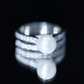 Juego de anillos de boda de perlas blancas naturales con moissanita