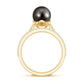 Elegant Wedding Ring Set with 7.5 Carat Tahitian Pearl and Moissanite