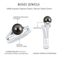 Designer Tahitian Black Pearl Wedding Ring Set with Moissanite