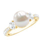 Cultured 7.4 Carat Freshwater Pearl Engagement Ring with Moissanite