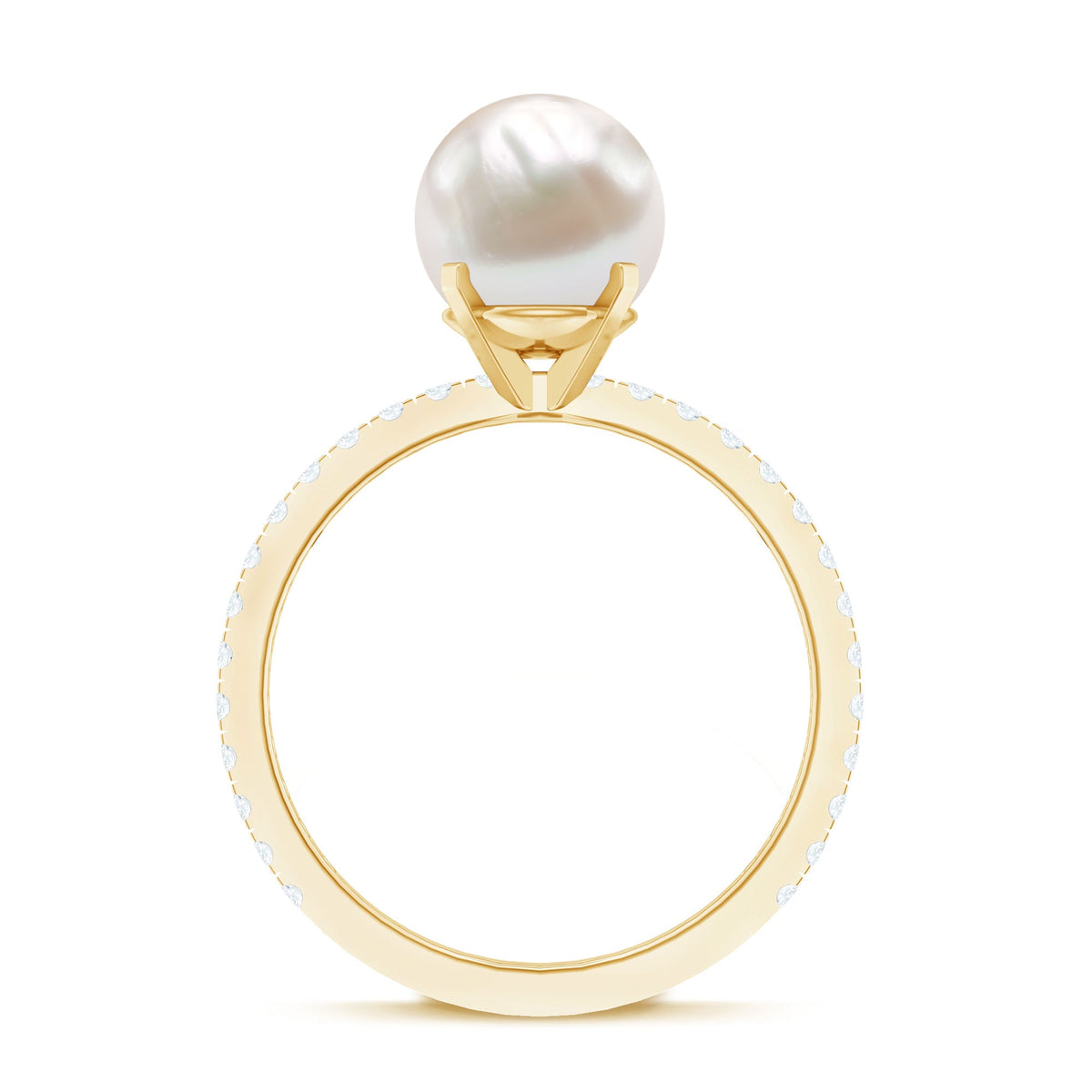 7.4 Carat Freshwater Pearl Solitaire Engagement Ring with Diamond