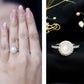 Cultured 7.4 Carat Freshwater Pearl Diamond Engagement Ring with Halo