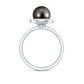 Halo Engagement Ring with Tahitian Pearl and Diamond