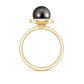 Halo Engagement Ring with Tahitian Pearl and Diamond