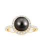 Halo Engagement Ring with Tahitian Pearl and Diamond