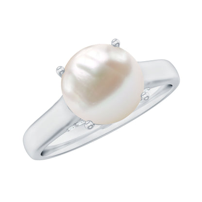 Freshwater Pearl Solitaire with Diamond Ring