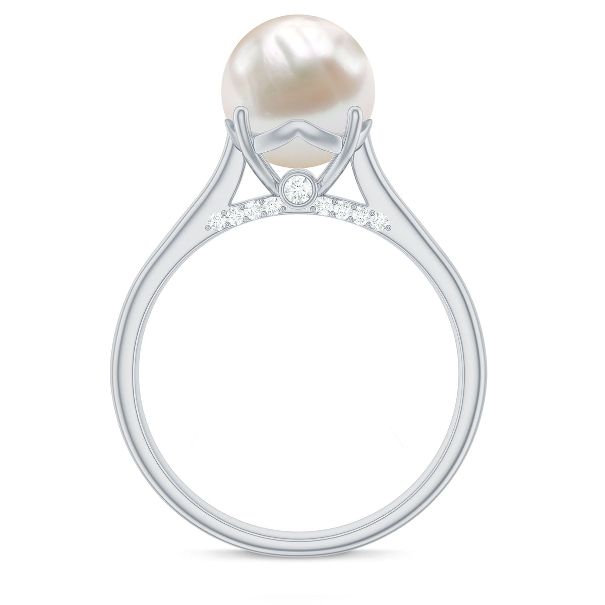 Freshwater Pearl Solitaire with Diamond Ring