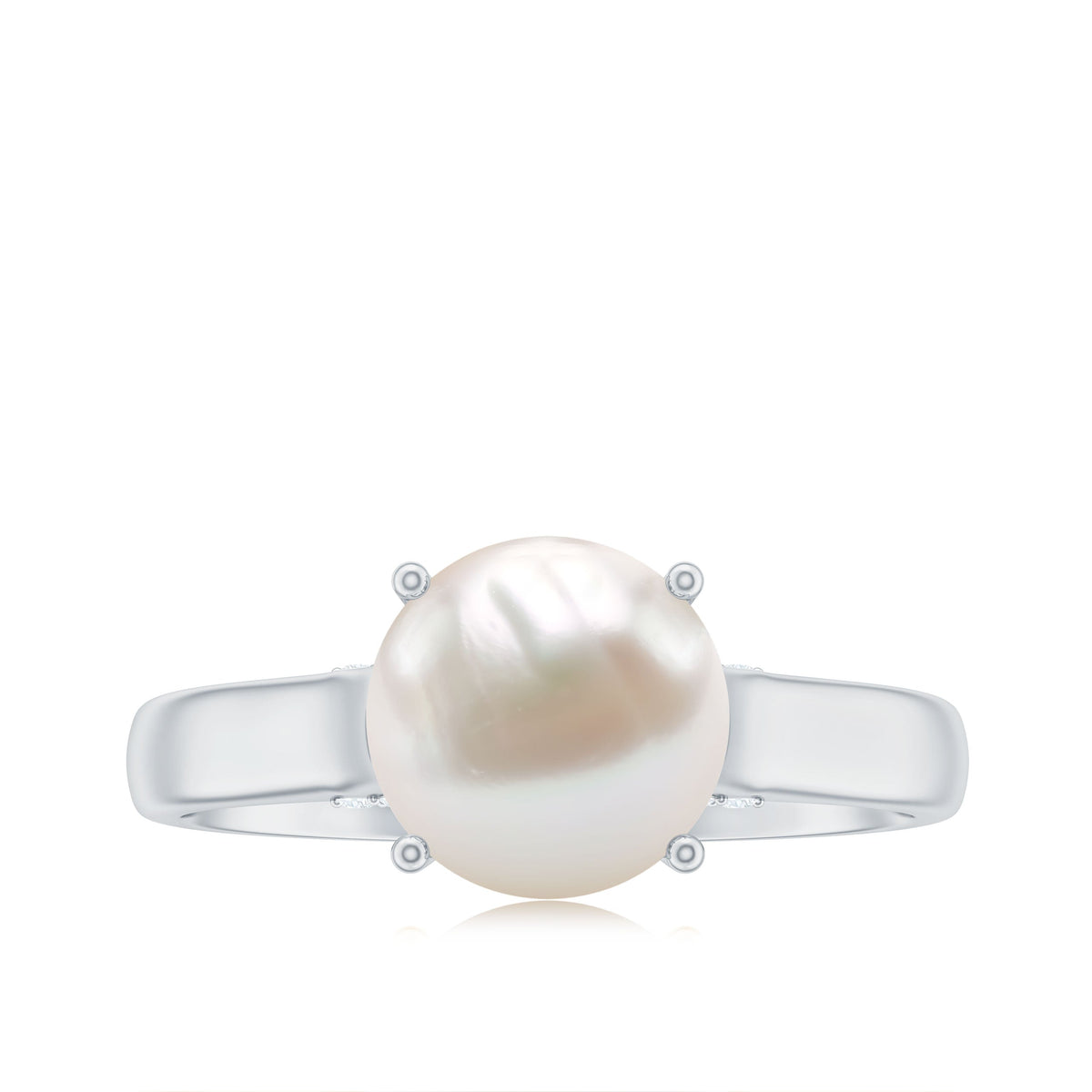 Freshwater Pearl Solitaire with Diamond Ring