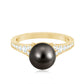 7.5 Carat Tahitian Black Pearl Cathedral Engagement Ring with Diamonds