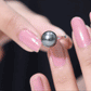 7.5 Carat Genuine Tahitian Black Pearl Cathedral Engagement Ring with Split Shank
