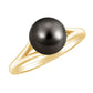 7.5 Carat Genuine Tahitian Black Pearl Cathedral Engagement Ring with Split Shank