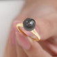 7.5 Carat Genuine Tahitian Black Pearl Cathedral Engagement Ring with Split Shank