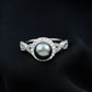 Real Tahitian Pearl and Diamond Crossover Engagement Ring