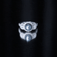 7.5 Carat Round Black Pearl Engagement Ring with Moissanite Accent