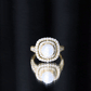 7.4 Carat Freshwater Pearl Double Halo Engagement Ring with Moissanite